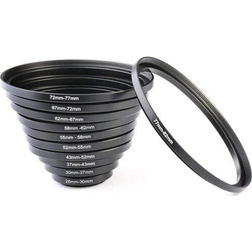 K&F Concept 11pcs Metal Stepping Rings Step Up or Step Down Ring Set 26-82mm 82-26mm For Canon Nikon DSLR Cameras Lens