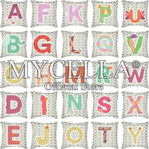 Cojines English Alphabet Pillow Covers 45*45cm Throw Pillow Pillowcase Soft Decorative Cushion Cover Flower Printed pillow cases