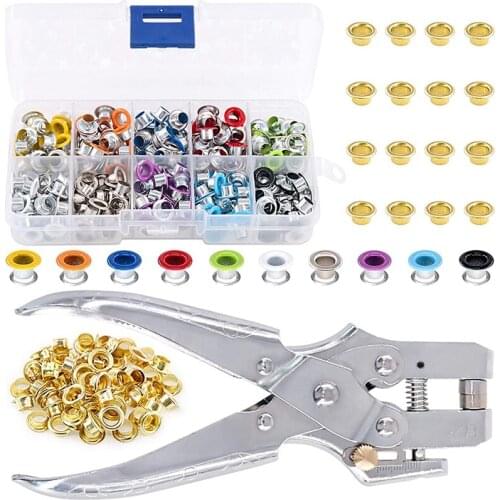 New 400Pcs 3/16 Inch Metal Grommets Kit,1Pcs Eyelet Hole Punch Pliers,Metal Eyelets Kits Shoe Eyelets Grommet Sets