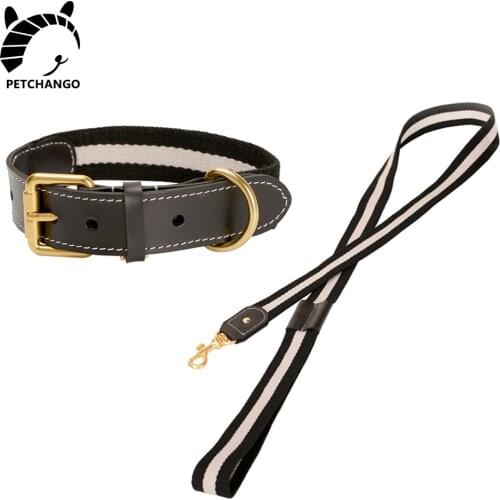 Dog Collar Cotton Collar and Leash Set for Dogs Cats Genuine Leather Collars for Small Large Dogs Pet Supplies Dog Accessories