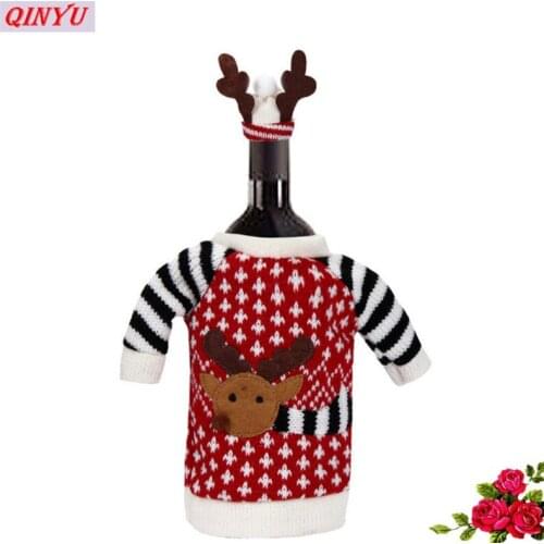 Christmas Elk Red Wine Bottle 2pcs/set Wine Bottle Set Christmas Decoration Christmas Wedding New Year Gift Bottle Set 5ZHH106