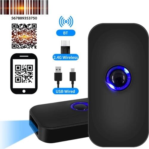 Handheld 3-in-1 Barcode Scanner 1D/2D/QR Bar Code Reader Support Bluetooth /2.4G Wireless /USB Wired Connection for Supermarket