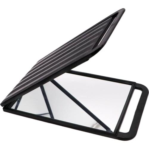 Foldable Double Sided Salon Barber Hand Mirror with Comfy Grip Twin Handles