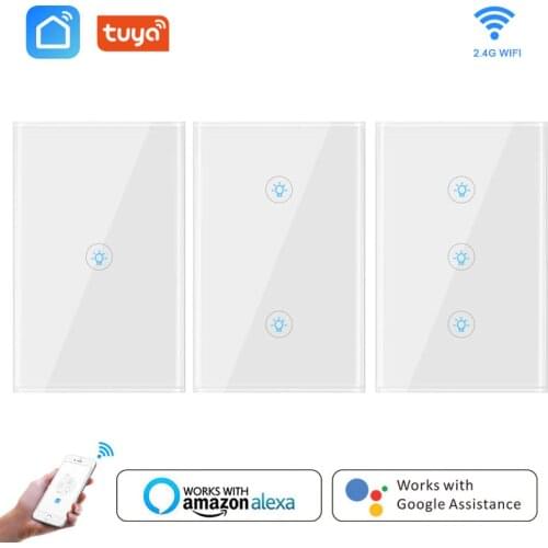 Wifi Smart Light Switch Glass Screen Touch Panel Voice Control Wireless Wall work with Alexa Google Home Tuya smart life home