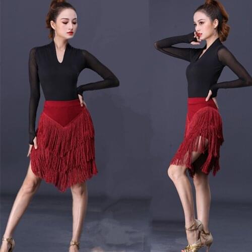 Latin Dance Skirt New Style Gymnastic Clothing Womens Adults Skirt Fringed Skirt Lower Apron Game Dance Performance Clothing