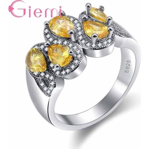 Brand High Quality Embellished Crystal Shape Luxurious and Generous Style 925 Sterling Silver Ladies Ring Female Bague