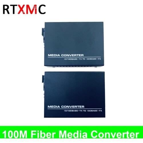1 Pair Black Case Optical Fiber Media Converter Fiber Transceiver Single Fiber Converter 25km SC 10/100M Singlemode Single Fiber