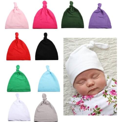 1pc Newborn Baby Soft Lovely Knotted Hat Toddler Infant For Boys & Girls Protection Velour Single Knot Hat Cap For Baby Care