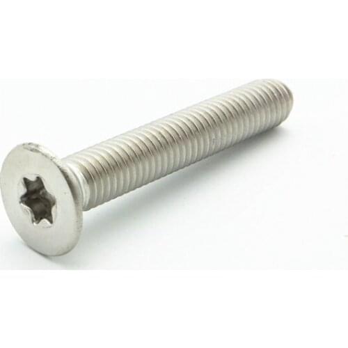 100PCS M2.5 304 Stainless Steel Metric Thread Flat Head Cap Screw Torx Bolt Fastener