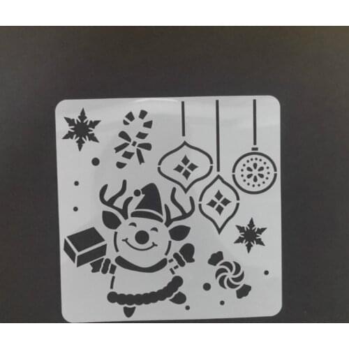 13*13 Christmas deer pvc Layering Stencils for DIY Scrapbooking/photo album Decorative Embossing DIY Paper Cards Crafts
