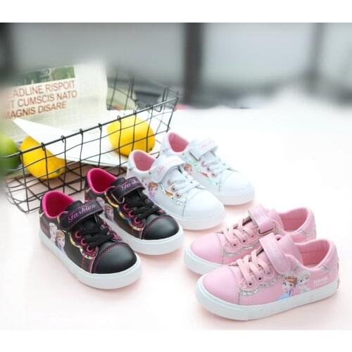 2021 Spring New Childrens Casual Shoes Small White Shoes Cartoon Princess Girls PU Leather Casual Sneakers 2021 Kids Fashion