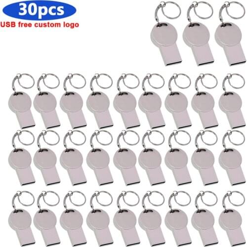 30pcs/ Free Logo mini metal usb flash drive 32 gb usb stick metal usb 2.0 portable pen drive 4GB 8GB 16gb pendrive 64gb for gift