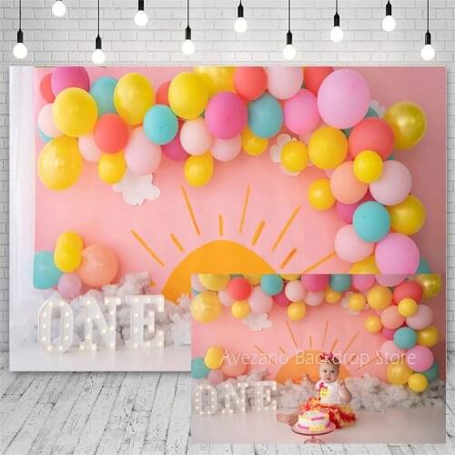 Avezano Photography Background Baby Shower Birthday Balloons Pink Girl Backdrop Photo Studio Photocall Photozone Wallpaper Decor
