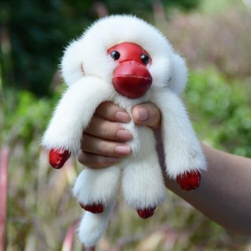 Real Mink Fur Plush Toy Monkey Key Chain Ring Women Bag Charms Pom Keychain Man Car Keyring Luxury Car Jewelry Pendant