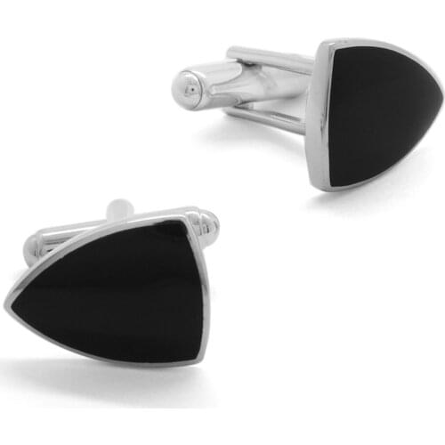 Tesbihane Black Enamel Shield Design 925 Sterling Silver Cufflink