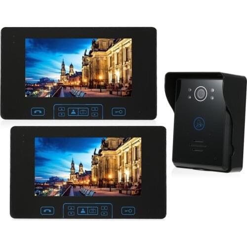 HomeEye 2.4GHz Digital Video Door Phone Video Intercom Security 2 Doors Home Access Control System Doorbell Built-in Battery