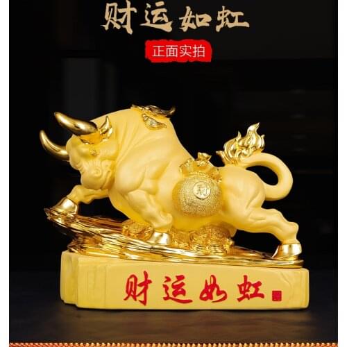 HOT SALE 2021 Home store Company TOP COOL business decorative art GOOD LUCK golden Fortune Taurus Bull Sculpture Statue