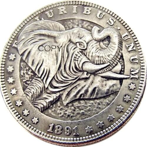 HB(66)US Hobo 1891 Morgan Dollar Silver Plated Copy Coins