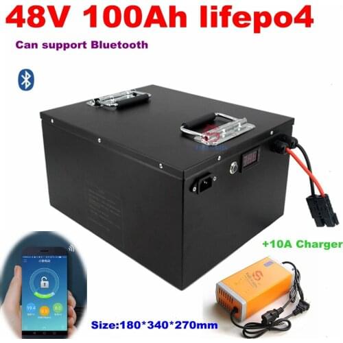 Lifepo448v 100AH lithium batterry with bluetooth BMS APP fortricycle inverter Solar energy storage scooter + 10A charger