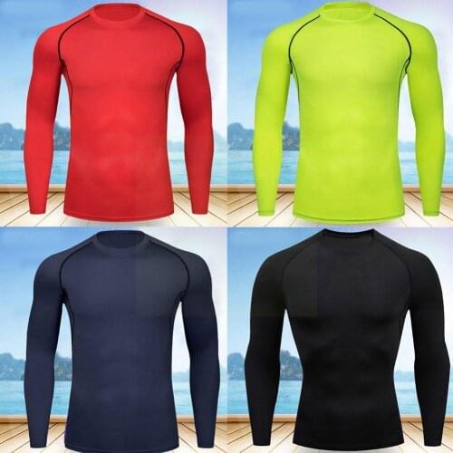 Fashion Men Compression Running T Shirt Fitness Tight Long tshirt Jogging Sport Sportswear Shirts Training Quick Dry Sleeve X7T5