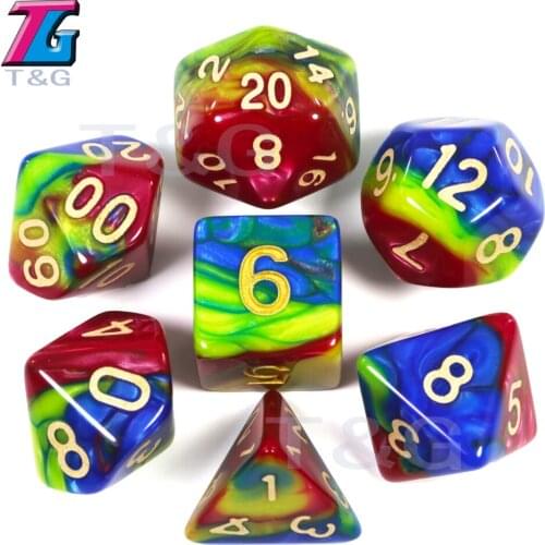 Colourful Imitation Liquid Oil Painting Dice Set TRPG Games for DnD Opaque D4-D20 Multi Sides BoardGame