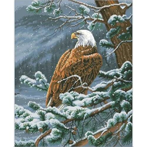 Falcon in the snow patterns Counted Cross Stitch 11CT 14CT 18CT DIY Cross Stitch Kits Embroidery Needlework Sets home decor