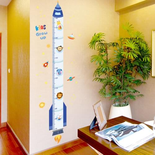 [SHIJUEHEZI] Height Measure Wall Stickers DIY Cartoon Rocket Wall Decals for Kids Rooms Baby Bedroom Nursery Home Decoration