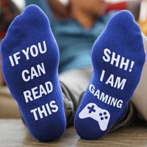 Peonfly If Creative You Can Read This Shh i Am Gaming Mens Hip Hop Letter Funny Happy Socks Skateboard Calcetines Hombre