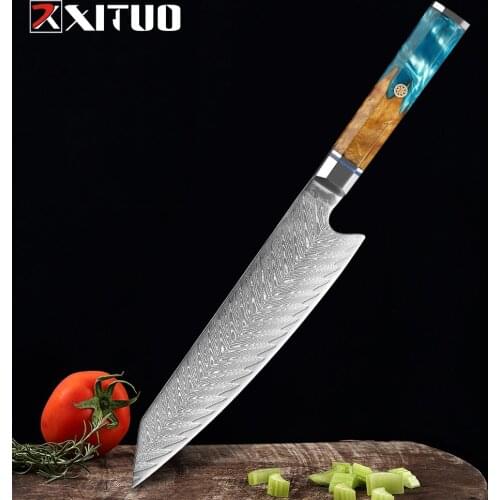 XITUO Profession Kiritsuke knife Japanese Damascus Steel Knife Chef Knife Slicing Salmon knife Cleaver Very Sharp Blade Best