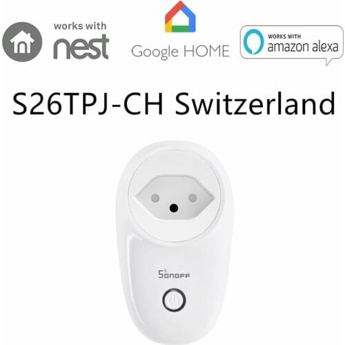 SONOFF S26 Switzerland WiFi Smart Socket Wireless Plug APP Remote Control Plugs Timing Outlet Power Smart Home Switch With Alexa
