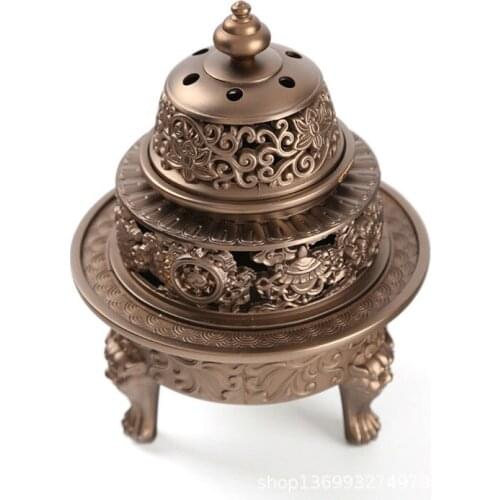 ALLOY ANTIQUE COPPER INCENSE BURNER THREE-FOOT TRIPOD HOUSEHOLD AROMATHERAPY CENSER RETRO HOME CRAFT DECORATION BUDDHA SUPPLIES