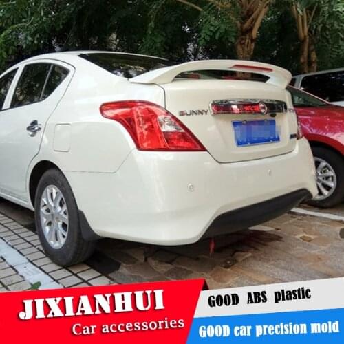 For Versa Spoiler 2011-2015 Nissan Sunny Sedan Spoiler jsdK ABS plastic Material Car Rear Wing Color Rear Spoiler