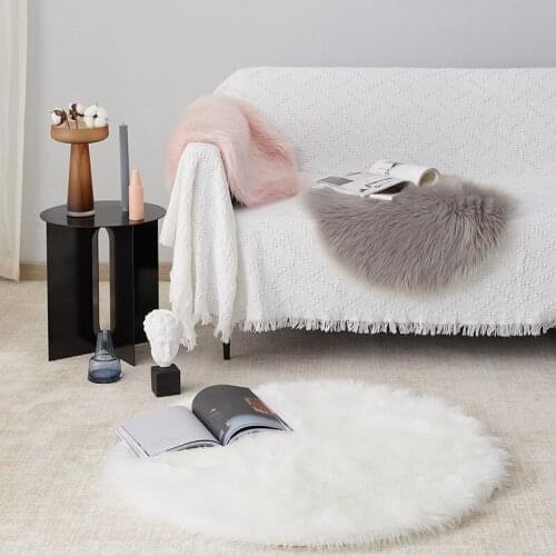 Stylish plush round carpet imitation wool sofa bedroom cushions home living room rugs and carpets for home living room