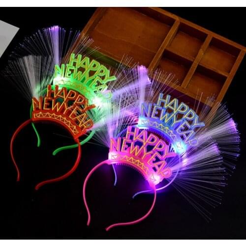 Luminous LED flashing colorful birthday fiber happy headdress band hair clip crown bow tie night market stall childrens gift