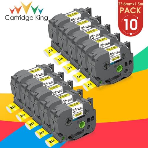 10pcs hse Label For Brother HSe 651 HSe-651 Heat Shrink Tube Tape HSe651 Black on Yellow 23.6mm For Brother P touch Label Maker