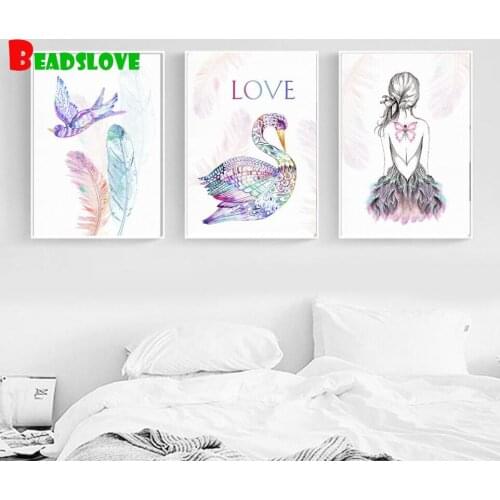 Triptych diamond embroidery Dancing Girl Flower romantic Paris Art diamond Painting cross stitch mosaic diy rhinestone