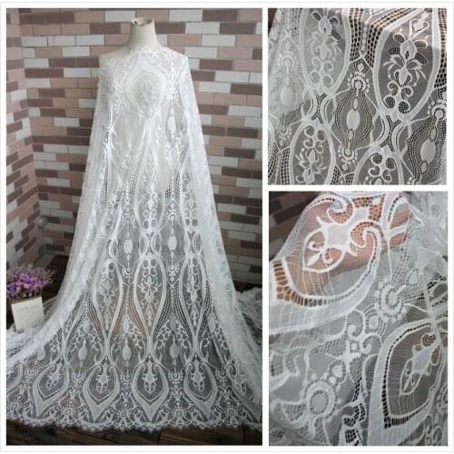 Heavy net yarn retro pressure yarn width 1.5 meters eyelashes lace dress fabric DIY wedding Accessories