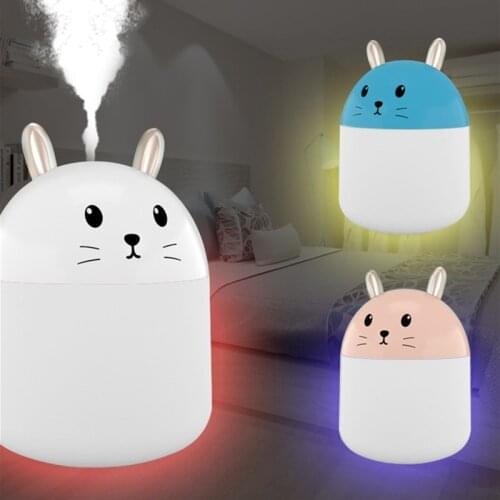 250ML Ultrasonic USB Humidifier Car Fogger Humidificador Cute Pet Rabbit Cool Mist Aroma Air Humidifier with LED Lamp for Home