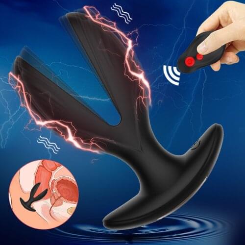 Vibrating Anal Expander Plug Electric Shock Pulse Vibrator Prostate Massager Men Remote Control Sex Machine Toys for Man Adult