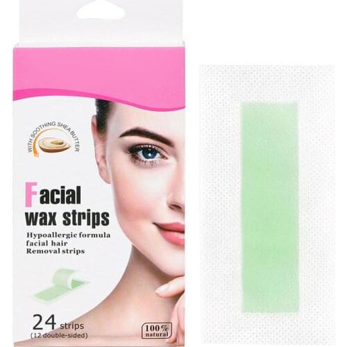 24Pcs Summer Professional Hair Removal Wax Strips For depilation Double Sided Cold Wax Paper For Bikini Leg Body Face Useful