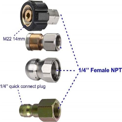 Sewer Jetter Kit for karcher Pressure Washer Hose, 1/4 Inch NPT,Drain Cleaning Hose, Button Nose & Rotating Sewer Jetting Nozzle