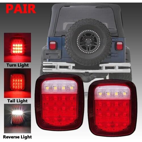 Pair LED Tail Lights Rear Brake Lamps Turn Stop Reverse for Jeep Wrangler TJ CJ JK