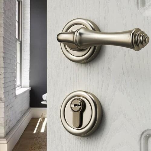 European Zinc Alloy Silent Door Lock Indoor Security Door Handle Lock Bedroom Mute Gate Locks Furniture Hardware Accessories