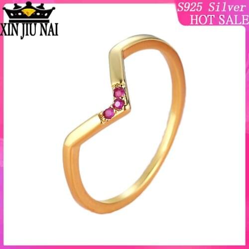 Womens Gold-plated Gold-colored Womens Rings Simple and Cold Wind-encrusted V-shaped Strip Rings Overlapping Combination Rings