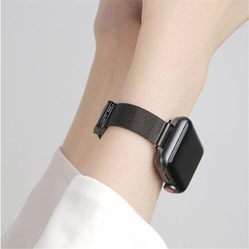 Women Mesh Bands for iWatch 6 SE Band 40mm 44mm Slim Metal Stainless Steel Bracelet Strap for Apple Watch 5/4/3/2/1 38mm 42mm