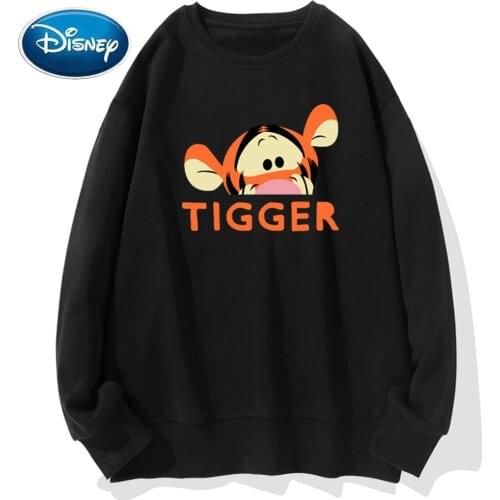 Disney Sweatshirts Chic Fashion Winnie the Pooh Tigger Cartoon Print Casual Unisex Women Jumper O-Neck Long Sleeve Tops 8 Colors