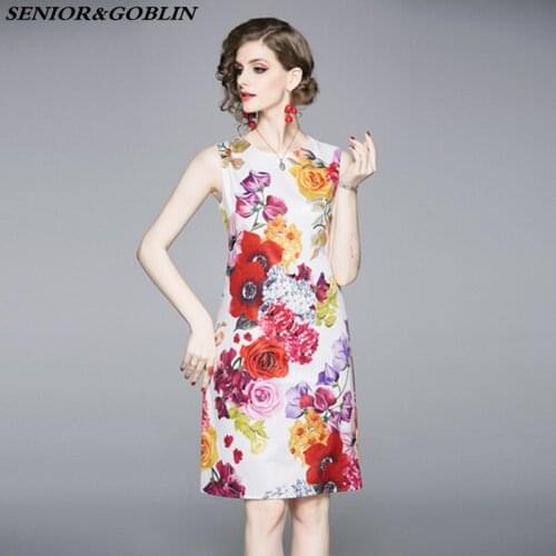 2019 Summer Runway Designer Sleeveless Vest Dress High Street Petal Floral Printed Midi Dress Women Vintage Sexy Dress Vestidos