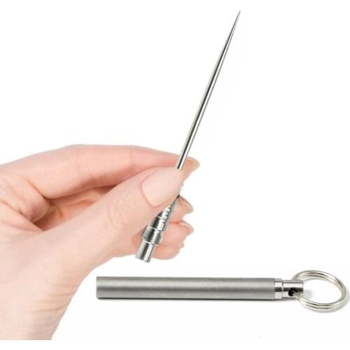 Outdoor Camping Pure Titanium Toothpick Environmentally Friendly Fruit Fork Self-defense Toothpick Keychain Survival Tool