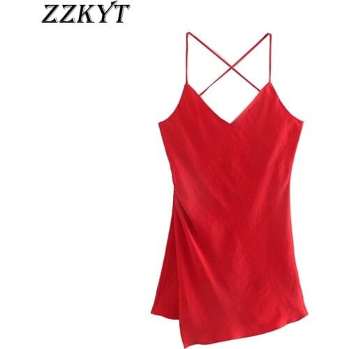 ZZKYT 2021 Women Summer Fashion Sexy Red Crossed Strap Tank Tops Vintage V-Neck Sleeveless Backless Casual Camis Chic Tops Mujer