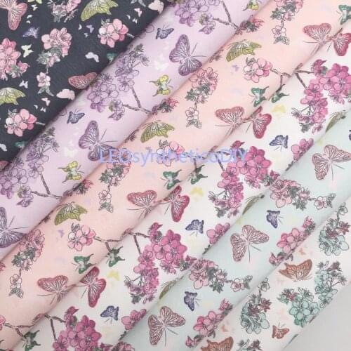 1PC 21X29CM Butterfly Printed Faux Leather Fabric, Synthetic Leather Fabric Sheets For Making Bows LEOsyntheticoDIY T363